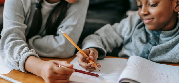 photo of a child doing homework