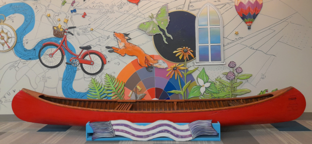 photo of a red canoe in the children's department