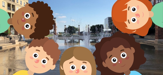 photo of harmony square with cartoon children's faces