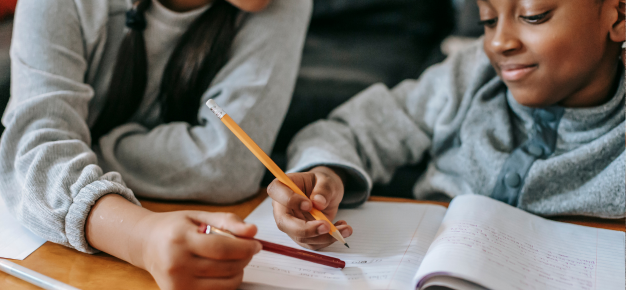 photo of child doing homework